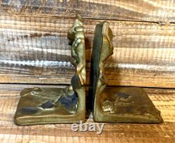 Antique McClelland Barclay Bronze Vining Ivy Bookends Signed Pair 5 Tall x 4
