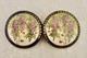 Antique Meiji-period Japanese Satsuma Wisteria & Butterfly Buckle Pair Signed