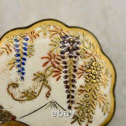 Antique Meiji-period Japanese Satsuma Wisteria & Mt Fuji buckle pair signed