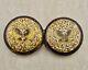 Antique Meiji-period Japanese Satsuma Painted Butterfly Pair Of Buckles Signed