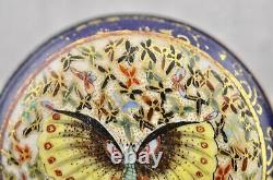 Antique Meiji-period Japanese Satsuma painted Butterfly pair of buckles signed