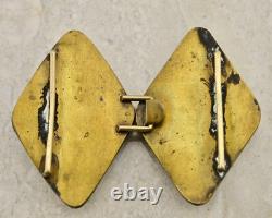 Antique Meiji-period Japanese Satsuma painted Geisha figural buckle pair signed