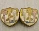 Antique Meiji-period Japanese Satsuma Painted Wisteria Floral Buckle Pair Signed