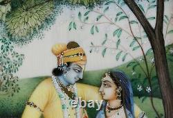 Antique Miniature Indian Painting Couple D'Indians IN Costume Traditional