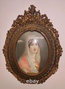 Antique Miniature Paintings Naplean Bonaparte & Josephine Framed