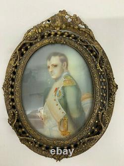 Antique Miniature Picture Paintings Pair Napoleon & Josephine signed Gerard