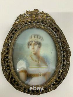 Antique Miniature Picture Paintings Pair Napoleon & Josephine signed Gerard
