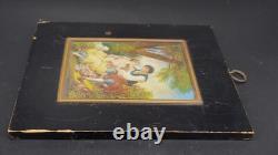 Antique Miniature Watercolor Painting of A Young Couple, Signed