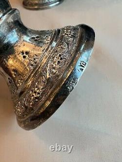 Antique Morocco Middle East PAIR VASE Sterling Silver 84 KINGS FIGURAL Signed