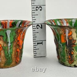 Antique Nekrassoff Candle Holder Pair Signed Knight Shield Enamel Copper Silver