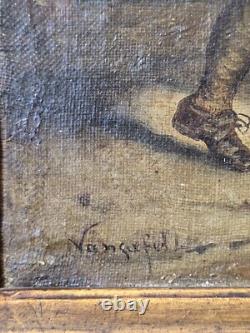 Antique Oil Painting Couple Dancing In A Tavern