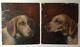 Antique Oil Painting French Pair Portrait Dog Signed Moreau