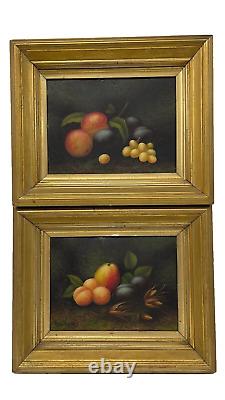 Antique Oil Paintings Still Life Pictures Fruit Pair Signed Carl Werner framed