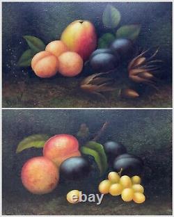 Antique Oil Paintings Still Life Pictures Fruit Pair Signed Carl Werner framed