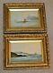 Antique Oil On Board Painting Pair Of Seascape Oil On Board Ornate Gilt Frames