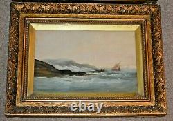 Antique Oil on Board Painting Pair of Seascape Oil on Board Ornate Gilt Frames