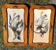 Antique Old Pair Of Two Duck Hunting Painting Dead Game Ducks Oak Frames Signed