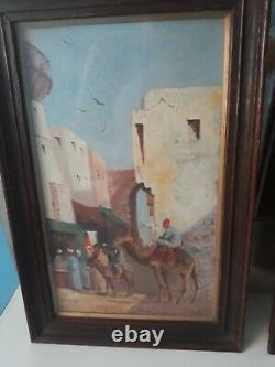 Antique Orientalist Painting Pair oil on board listed signed Coulson c19th