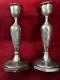 Antique Ornate Etched Pair 84 Silver Persian Signed Candlesticks Shabbat 645 Gr