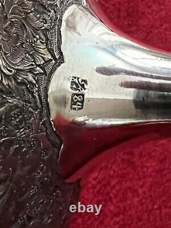 Antique Ornate Etched Pair 84 Silver Persian Signed Candlesticks Shabbat 645 Gr