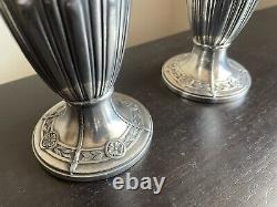 Antique PAIR Art Nouveau Christofle Silver Plated Vase France SIGNED Gallia WOW