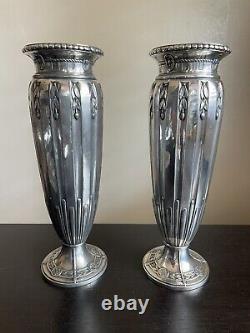 Antique PAIR Art Nouveau Christofle Silver Plated Vase France SIGNED Gallia WOW