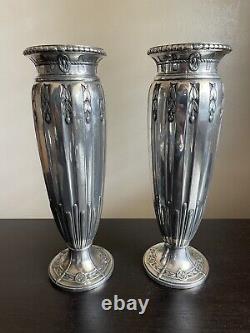 Antique PAIR Art Nouveau Christofle Silver Plated Vase France SIGNED Gallia WOW