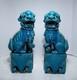 Antique Pair Chinese Late Qing Republic Period 14 Turquoise Porcelain Foo Dogs