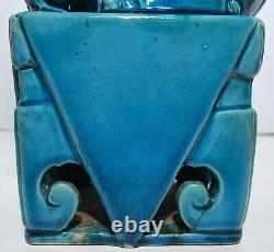 Antique PAIR CHINESE LATE QING REPUBLIC PERIOD 14 TURQUOISE PORCELAIN FOO DOGS