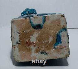 Antique PAIR CHINESE LATE QING REPUBLIC PERIOD 14 TURQUOISE PORCELAIN FOO DOGS