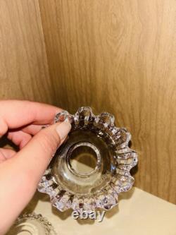 Antique PAIR French BACCARAT Signed Bobeche Crystal Glass Candle Drip Collar