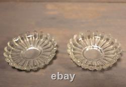 Antique PAIR French BACCARAT Signed Crystal Glass Candle Bobeche Drip Collar