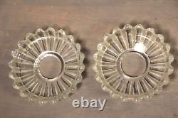 Antique PAIR French BACCARAT Signed Crystal Glass Candle Bobeche Drip Collar