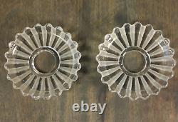 Antique PAIR French BACCARAT Signed Crystal Glass Candle Bobeche Drip Collar