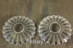 Antique PAIR French BACCARAT Signed Crystal Glass Candle Bobeche Drip Collar
