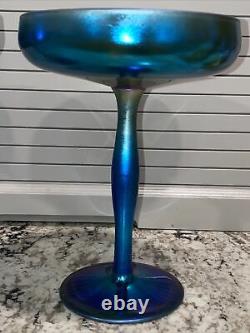 Antique PAIR Steuben Aurene Glass Celeste BLUE AURENE Shape 2642 8 H Compotes