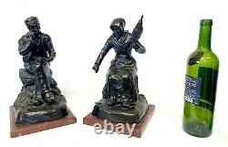 Antique PAIR of George Maxim (1885-1940) Bronzes of Workers Signed to Base