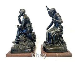 Antique PAIR of George Maxim (1885-1940) Bronzes of Workers Signed to Base