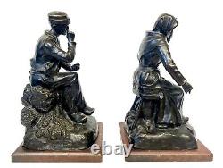 Antique PAIR of George Maxim (1885-1940) Bronzes of Workers Signed to Base