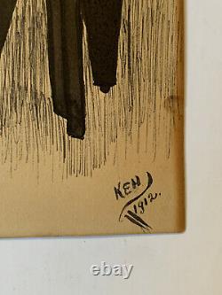 Antique Painting Drawing Couple At Piano Music 1912 Her Favorite Him Signed