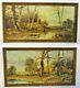 Antique Paintings, Oil On Canvas, Forest Landscapes, Signed, Pair, Set Of Two