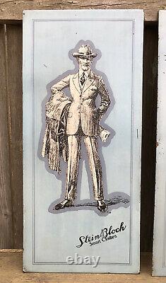 Antique Pair 1910s Stein-Bloch Smart Clothes Ad Signs Tin On Cardboard 19 Rare