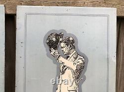 Antique Pair 1910s Stein-Bloch Smart Clothes Ad Signs Tin On Cardboard 19 Rare