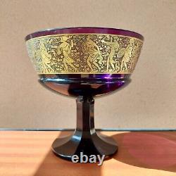 Antique Pair Art Deco MOSER Amethyst Signed Bohemian Glass Bowls STUNNING