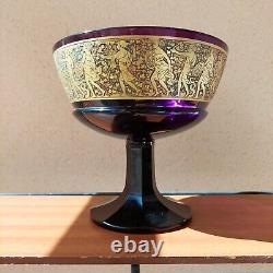 Antique Pair Art Deco MOSER Amethyst Signed Bohemian Glass Bowls STUNNING