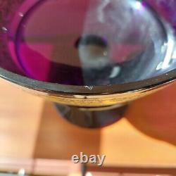 Antique Pair Art Deco MOSER Amethyst Signed Bohemian Glass Bowls STUNNING