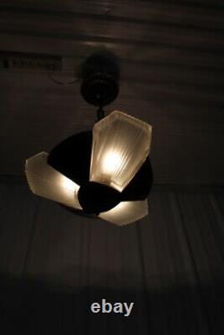 Antique Pair Art Deco Slip Shade Ceiling Light Fixture Chandelier Sign Alwyn