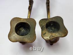 Antique Pair Bronze ART NOUVEAU Piano Sconces CANDLE HOLDERS Signed