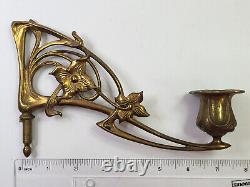 Antique Pair Bronze ART NOUVEAU Piano Sconces CANDLE HOLDERS Signed