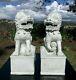 Antique Pair Chinese Porcelain Fo Lion Statues 4 Character Mark